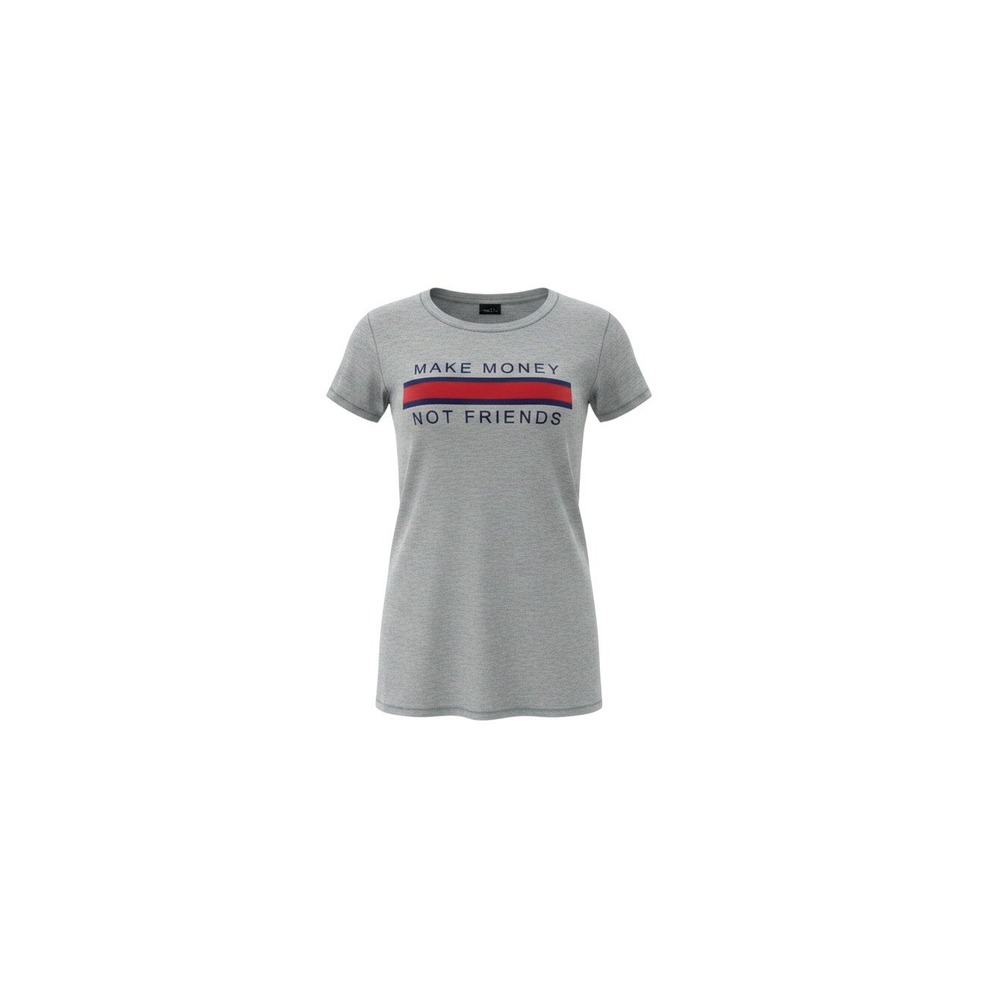 rue21 Graphic Tee Womens M Gray NWT Make Money Not Friends Stripe Short Sleeve